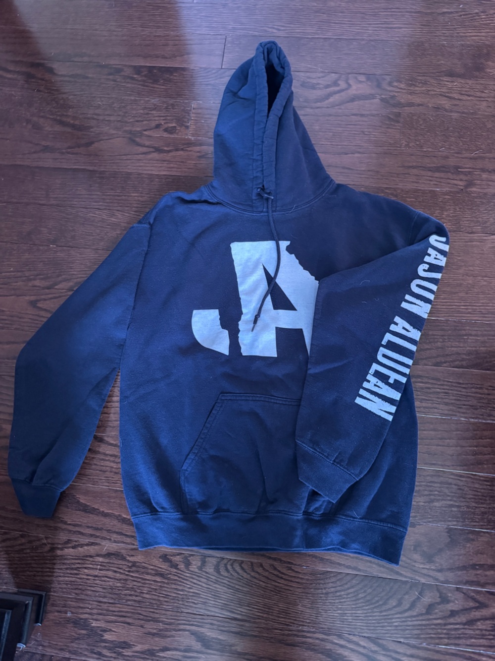 JA Script Logo Navy Hoodie Sweatshirt - Unbranded